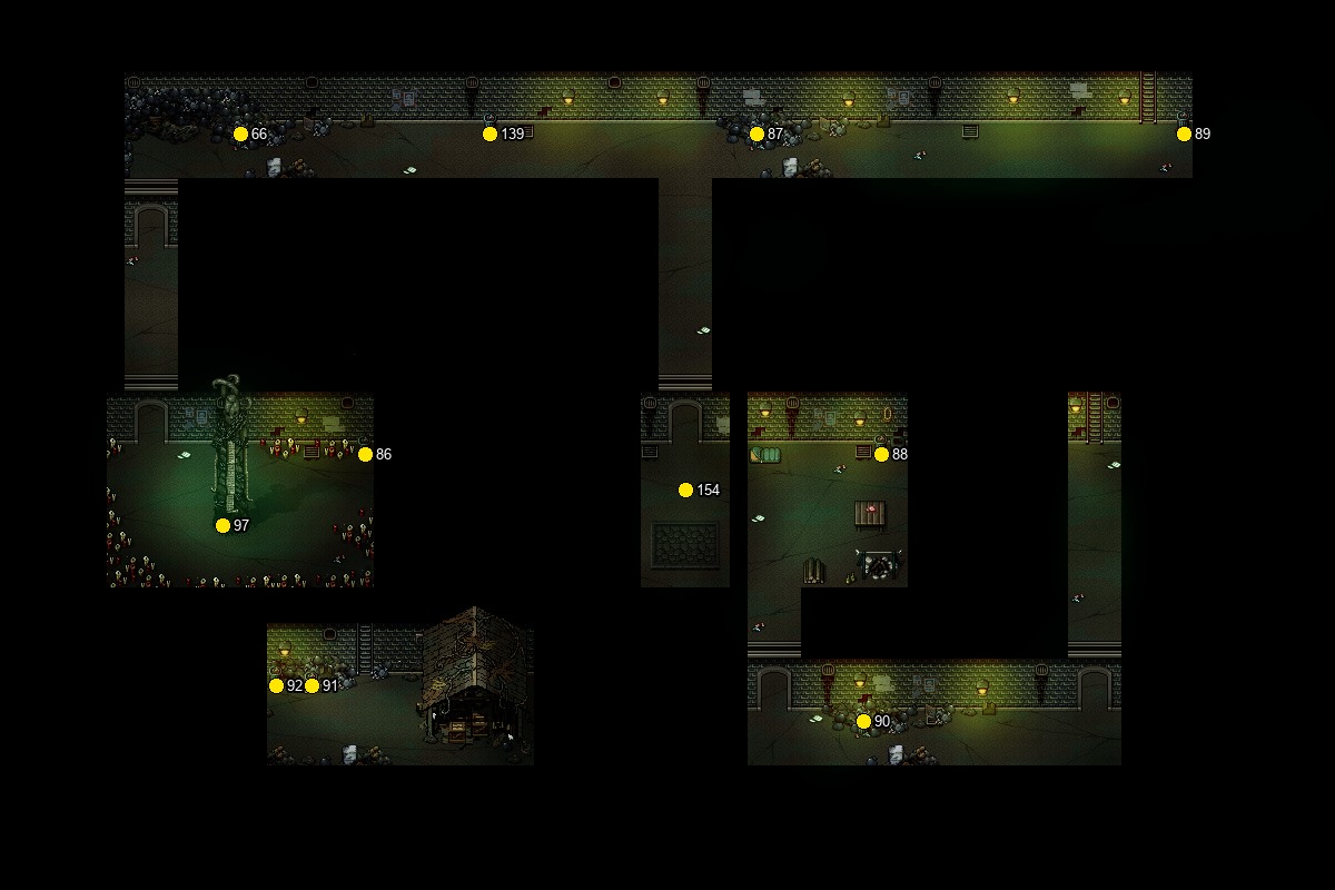 Numbered search positions in Sewers F1