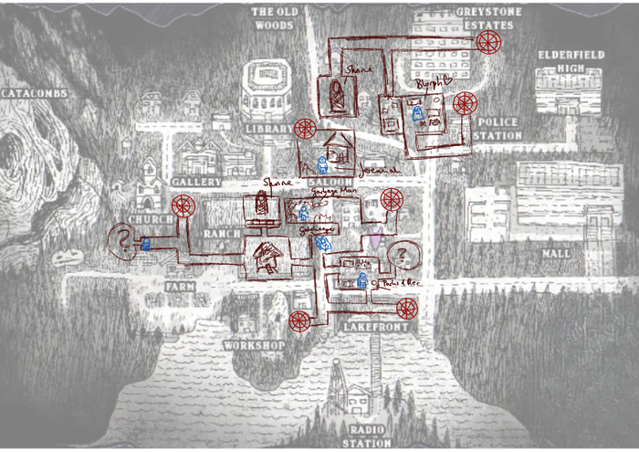 Map of the sewer system, rooms and connections