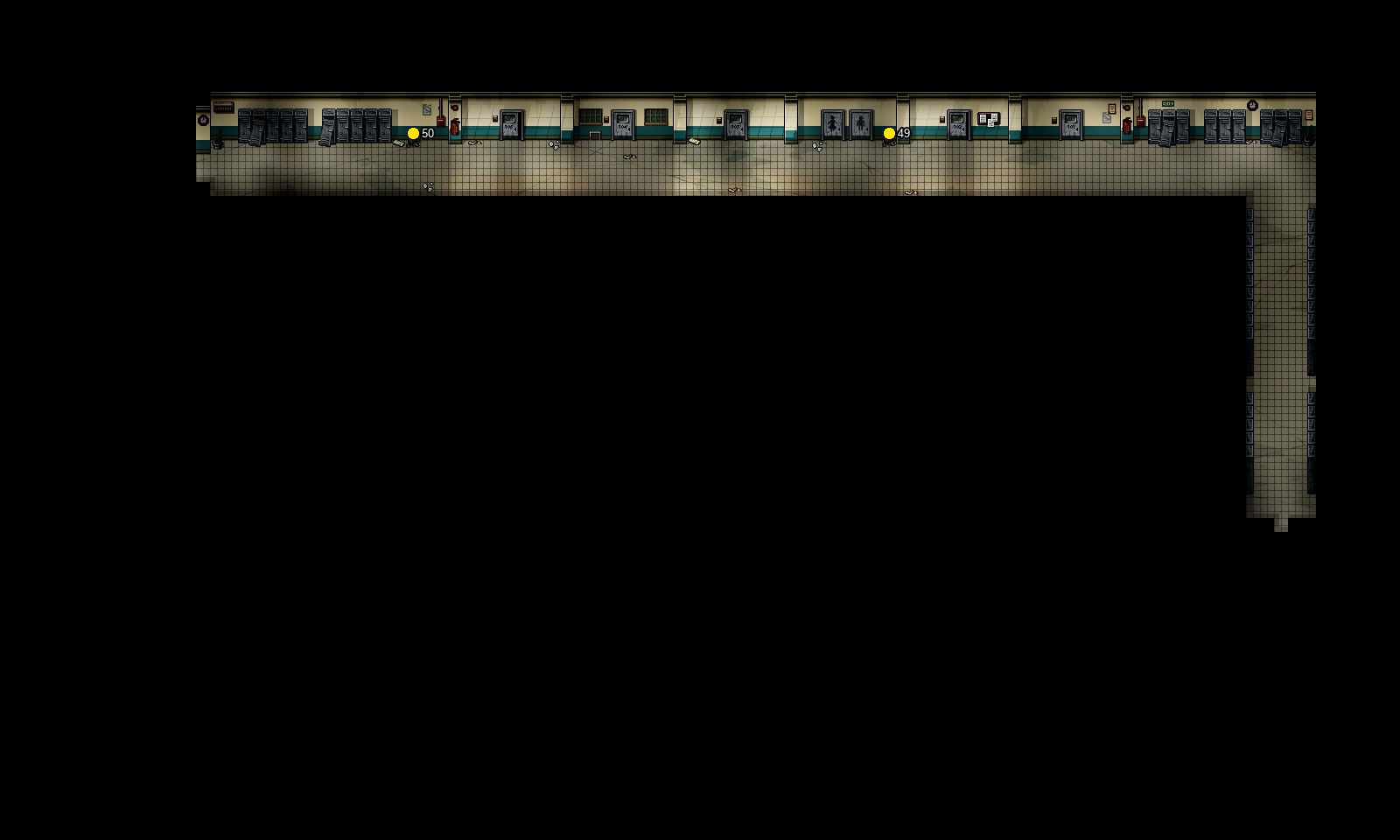 Numbered search positions in f1 Hallway East