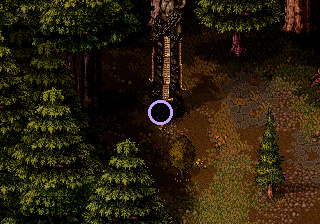 A dark statue looms overhead.; highlighted search position